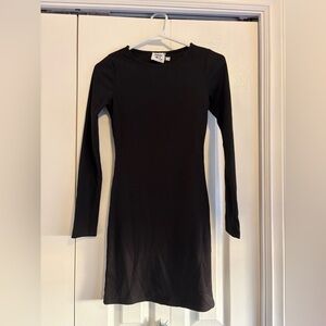 Princess Polly Long Sleeve Black Ribbed Bodycon Dress